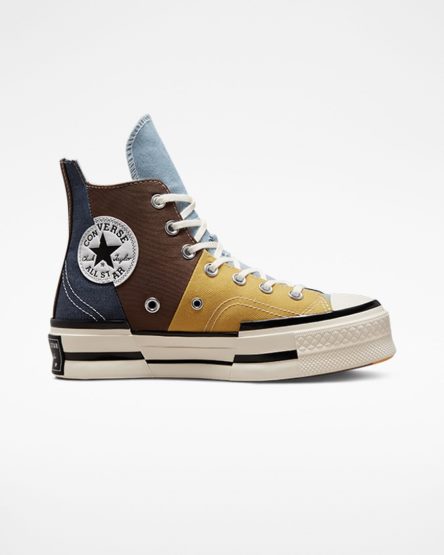 Men's Converse Chuck 70 Plus Material Mashup High Top Shoes Brown / Navy | AU 15940P